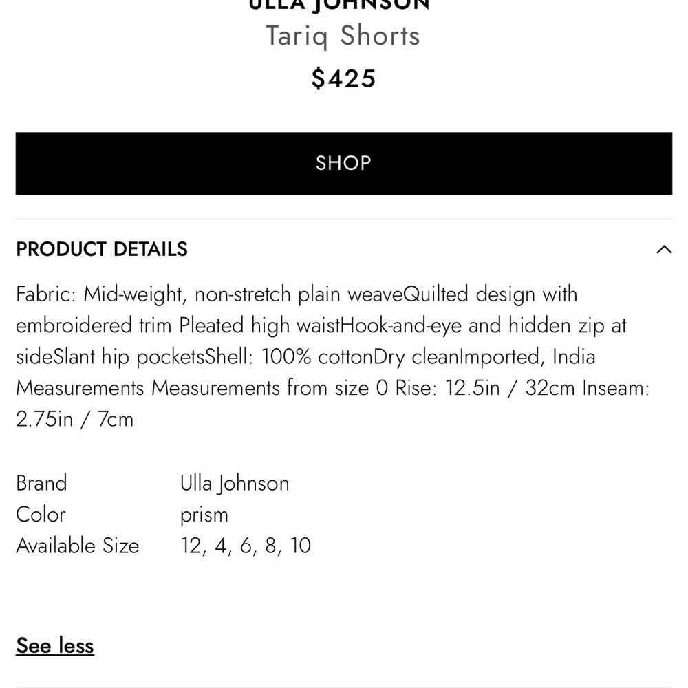 Ulla Johnson Tariq Hand Embroidered  Patchwork Cotton Shorts Size 0 - Picture 10 of 14
